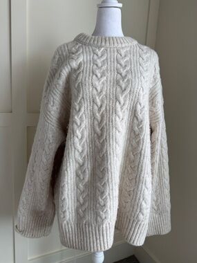 H&M Cream Cable-Knit Crewneck Sweater